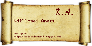 Kölcsei Anett névjegykártya